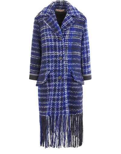 Shop Marni Long Coat In Électric Blue