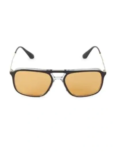Shop Prada Men's 54mm Aviator Sunglasses In Black Crystal