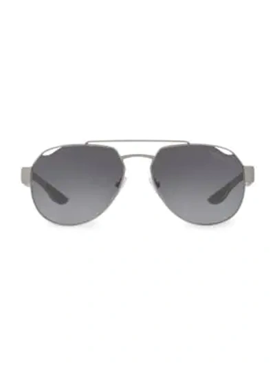 Shop Prada 59mm Aviator Sunglasses In Dark Grey
