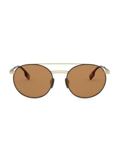 Shop Burberry 53mm Aviator Sunglasses In Black Gold