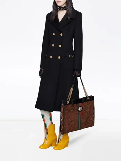 Shop Gucci Double-breasted Mid-length Coat In Black