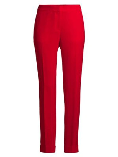 Shop Lafayette 148 Women's Clinton Finesse Crepe Cuffed Pants In Red Currant