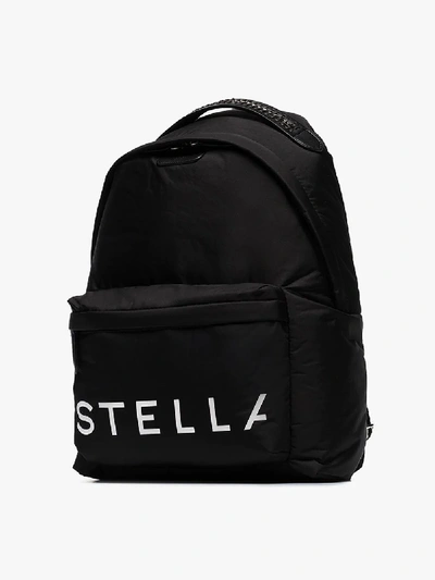 Shop Stella Mccartney Black Logo Print Backpack