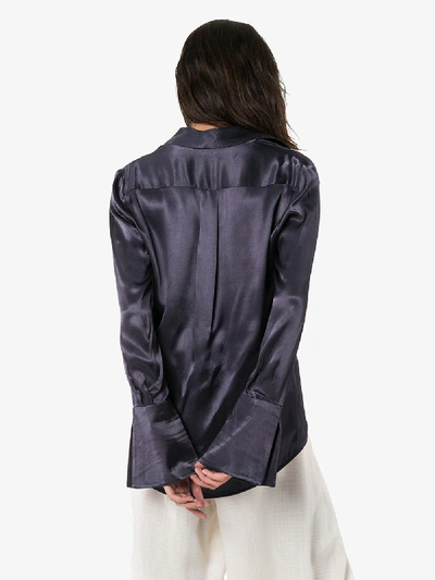 Shop Usisi Catarina Satin Blouse In Blue