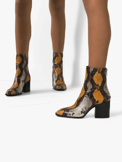 Shop Aeyde Brown Lidia Snake Print Leather Boots