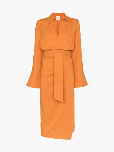 Shop Usisi Margherita Wrap Midi Dress In Orange
