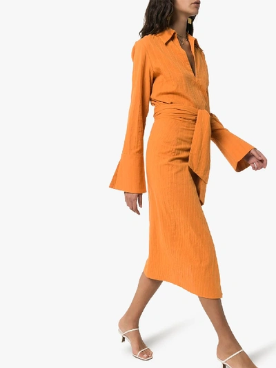 Shop Usisi Margherita Wrap Midi Dress In Orange