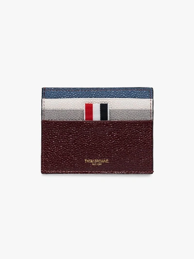 Shop Thom Browne Multicoloured Logo Leather Card Holder In Grey