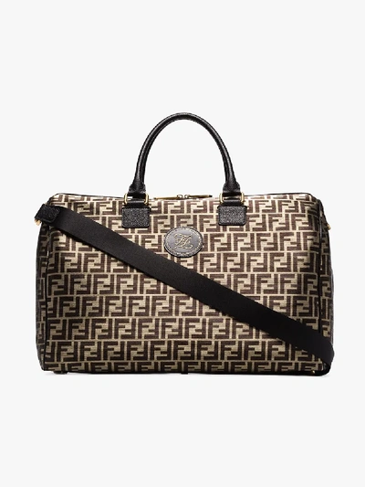 Shop Fendi Black And Gold Mania Weekend Holdall