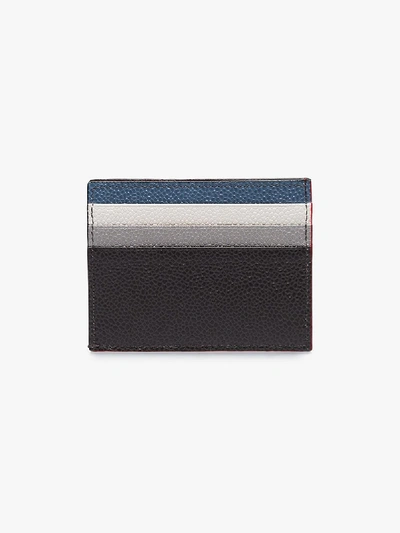 Shop Thom Browne Multicoloured Logo Leather Card Holder In Grey