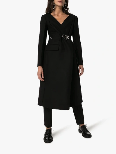 Shop Prada Off-the-shoulder Long Wool Coat In Black