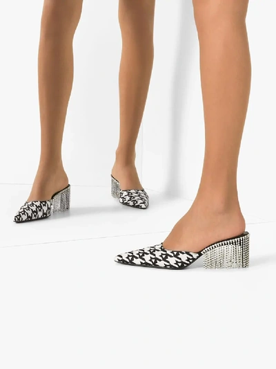 Shop Area Black And White 55 Houndstooth Embellished Mules