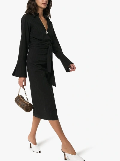 Shop Usisi Margherita Wrap Midi Dress In Black