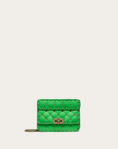 Shop Valentino Garavani Mini Rockstud Spike Fluo Calfskin Leather Bag In Fluorescent Green