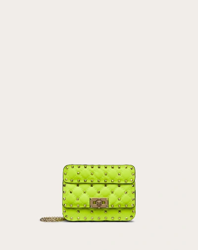 Shop Valentino Garavani Mini Rockstud Spike Fluo Calfskin Leather Bag In Lime