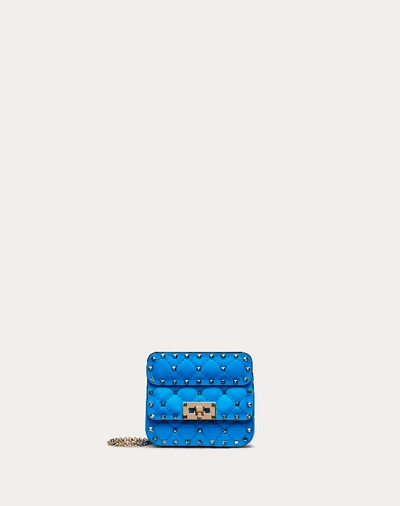 Shop Valentino Garavani Micro Rockstud Spike Fluo Calfskin Leather Bag In Neon Blue