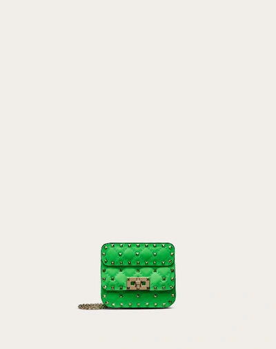 Shop Valentino Garavani Micro Rockstud Spike Fluo Calfskin Leather Bag In Fluorescent Green