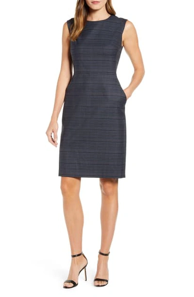 Shop Anne Klein Windowpane Plaid Sheath Dress In Spruce Combo