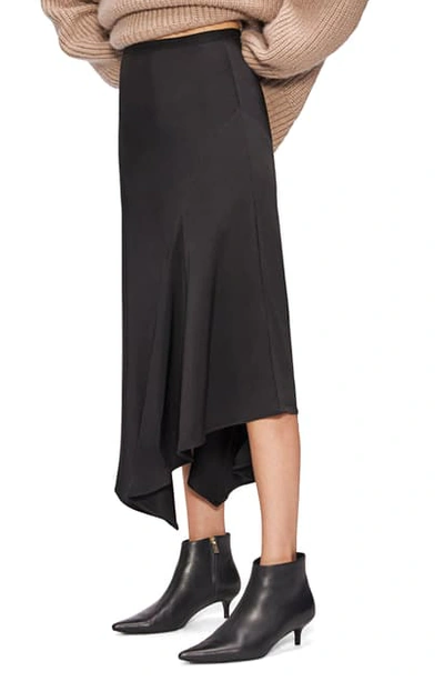 Shop Anine Bing Bailey Asymmetrical Silk Skirt In Black