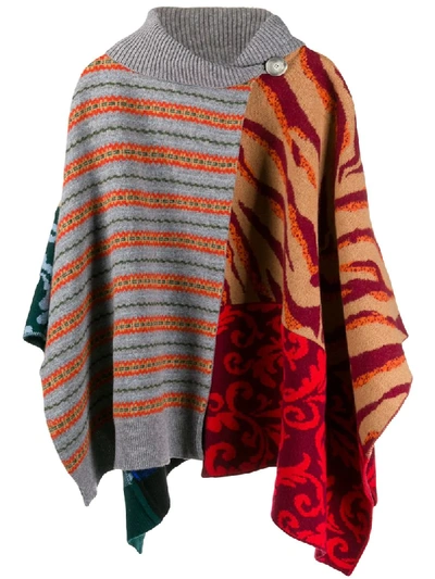 Shop Stella Mccartney Multi-pattern Knitted Poncho In 8490 Multicolor