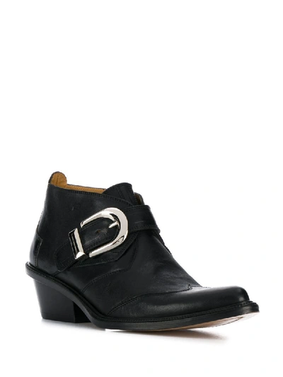 Shop Cotélac Buckle Detail Ankle Boots In Noir