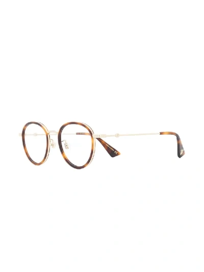 Shop Gucci Round Frame Optical Glasses In Gold
