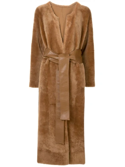 Shop Rejina Pyo Claire Shearling Coat In Shearling Brwn