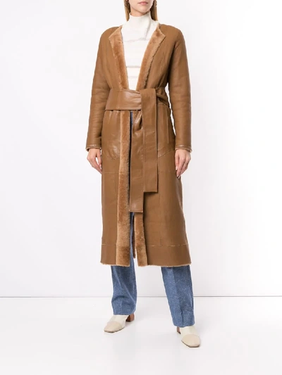 Shop Rejina Pyo Claire Shearling Coat In Shearling Brwn