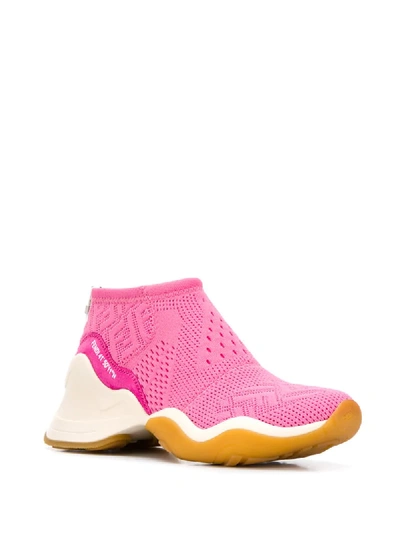 Shop Fendi Ffluid Jacquard Sneakers In Pink