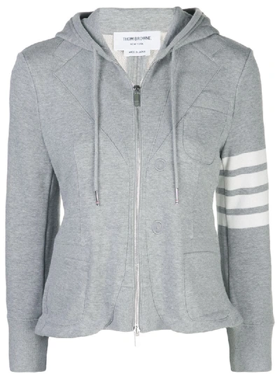 Shop Thom Browne Schmale Kapuzenjacke In Grey