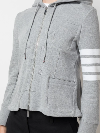 Shop Thom Browne Schmale Kapuzenjacke In Grey