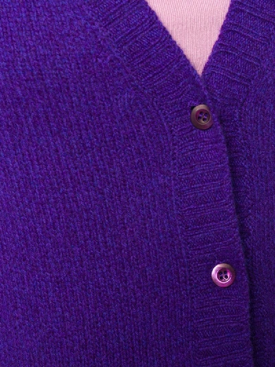 Shop Prada V-neck Cardigan In Purple