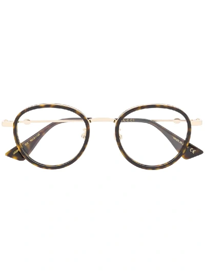 Shop Gucci Round Frame Optical Glasses In Brown