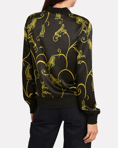 Shop L Agence L'agence Ollie Silk Bomber Jacket In Gold/tiger