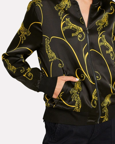 Shop L Agence L'agence Ollie Silk Bomber Jacket In Gold/tiger