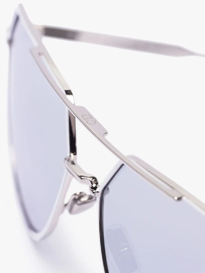 Shop Dior Eyewear Silver Tone Riding Aviator Sunglasses In Metallic