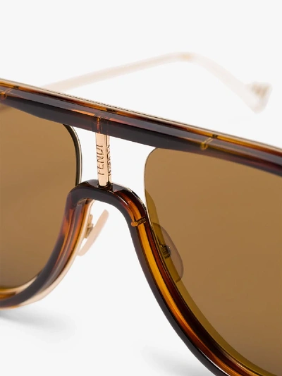Shop Fendi Brown Aviator-style Sunglasses