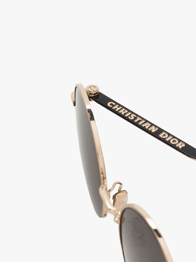 Shop Dior Eyewear Mens Black And Gold Tone 1802f Round Sunglasses