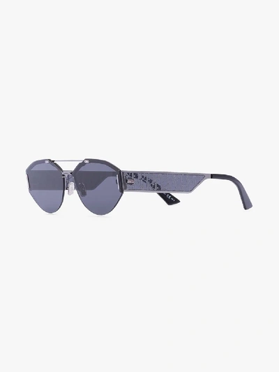 Shop Dior Eyewear Black 0233s Hexagonal Sunglasses