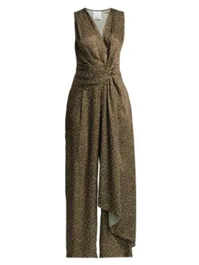 Shop Acler Doheny Dotted Jumpsuit In Khaki Spot
