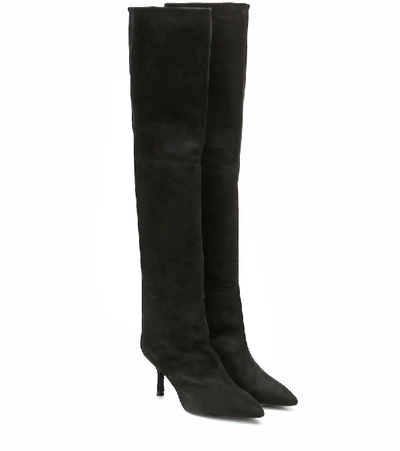 Shop Stuart Weitzman Millie Suede Over-the-knee Boots In Black