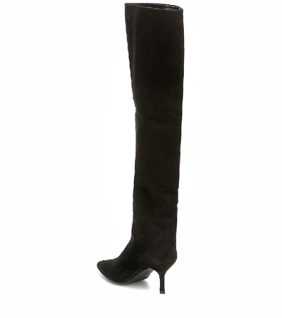 Shop Stuart Weitzman Millie Suede Over-the-knee Boots In Black