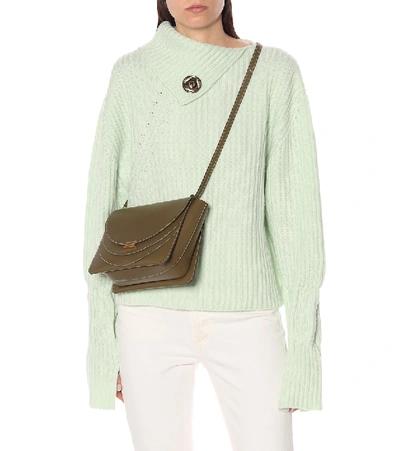 Shop Wandler Luna Leather Shoulder Bag In Green