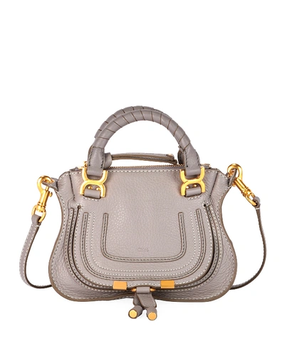 Shop Chloé Marcie Mini Satchel Bag In Gray