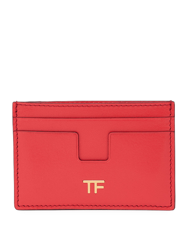 Tom Ford Grained Leather Card Holder In Light Grey | ModeSens