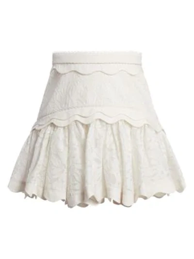 Shop Acler Montana Embroidery Flounce Skirt In Ivory