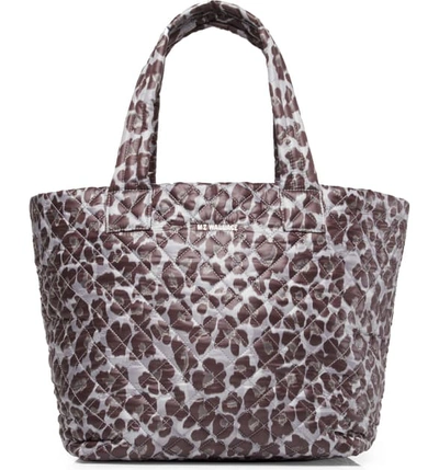Shop Mz Wallace Medium Metro Quilted Nylon Tote In Magnet Leopard