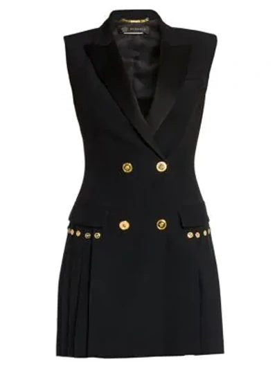 Shop Versace Envers Pleated Blazer Dress In Black
