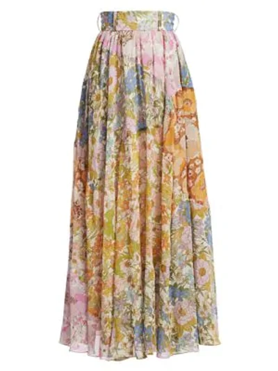 Zimmermann Super Eight Belted Floral-print Cotton And Silk-blend Voile ...