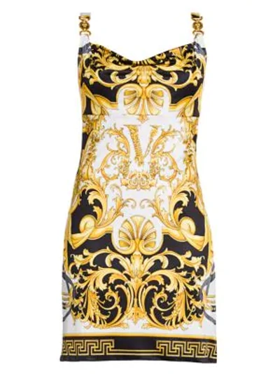 Shop Versace Rodeo Queen Sleeveless Printed Slip Dress In White Multi